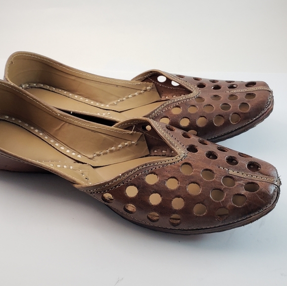 Hand Crafted Brown and Tan Loafers with Perforated Design - Picture 3 of 15